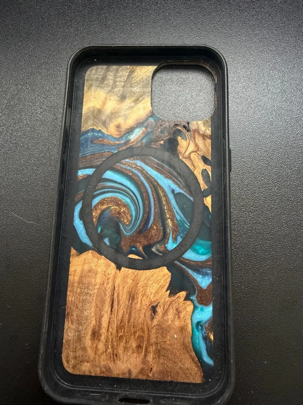 EUC Carved Traveler iPhone 13/14 Live Edge Phone Cases Real Wood Resin MagSafe